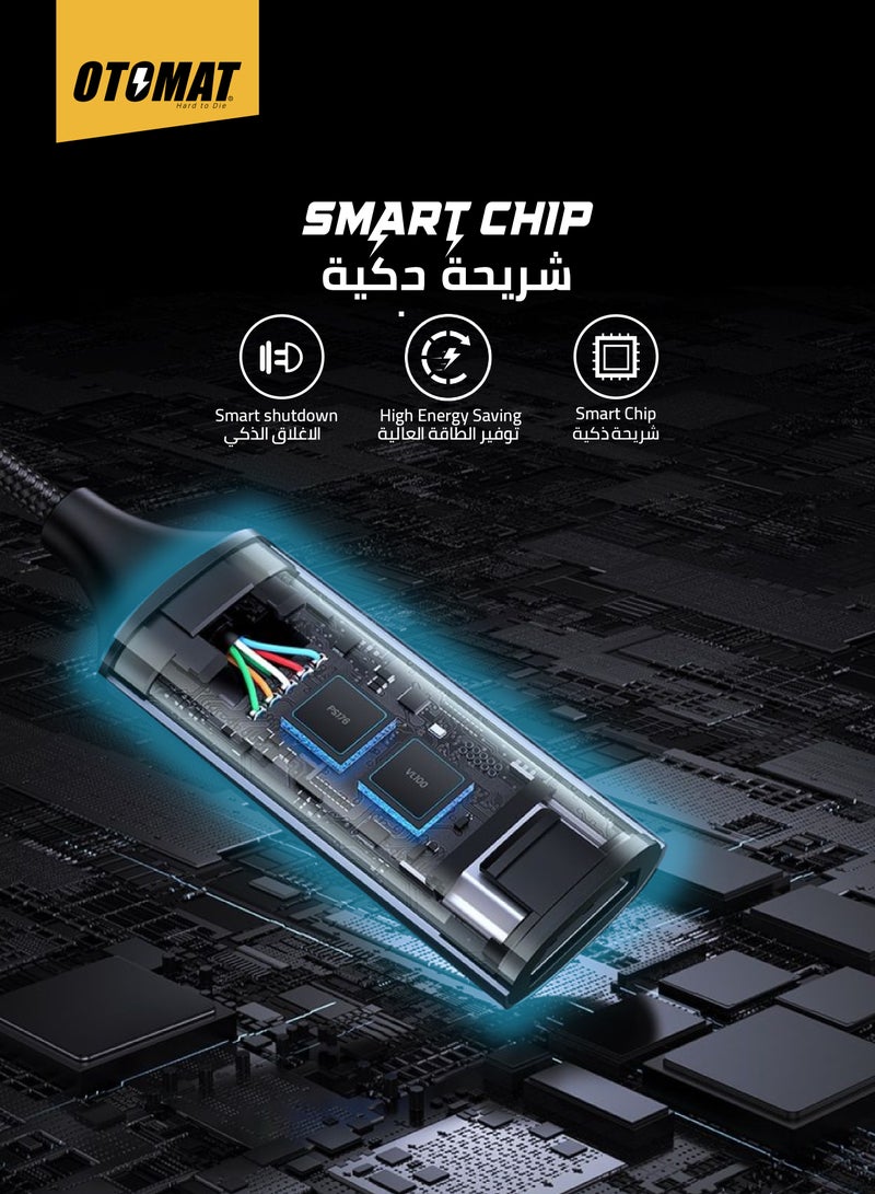 OTOMAT Hi-Speed Type C to Type C 1 Meter Nylon Cable – Fast Charging, Secure Data Transfer, Durable Braided Design for Laptops, Phones, Tablets, Power Banks, Quick Charge – Black - Image 2