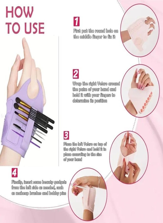 LEKORED Silicone Brush Cleaning Mat Makeup Wristband for Eyeliner Brush Art Supplies Blue Health & Beauty | Makeup | Makeup Tools & Accessories | Brush Cleaners (Purple) - Image 3