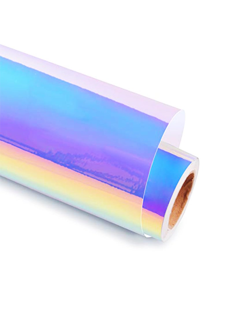GIRAFVINYL GIRAFVINYL White Iridescent Vinyl  12 x 6 Ft Holographic Opal Permanent Vinyl for Christmas Home and Car Decoration Signs Stickers 