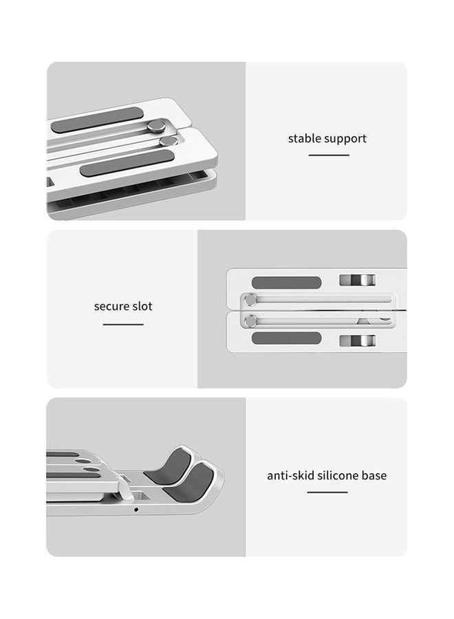 Ultra-thin Adjustable Height Foldable Computer Holder for Laptop Tablet PC White - Image 2