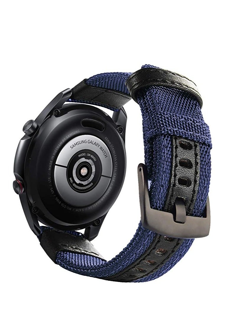 For Oraimo OSW16- Smart Watch Bands, 20mm Nylon Strap Blue Black - Image 2