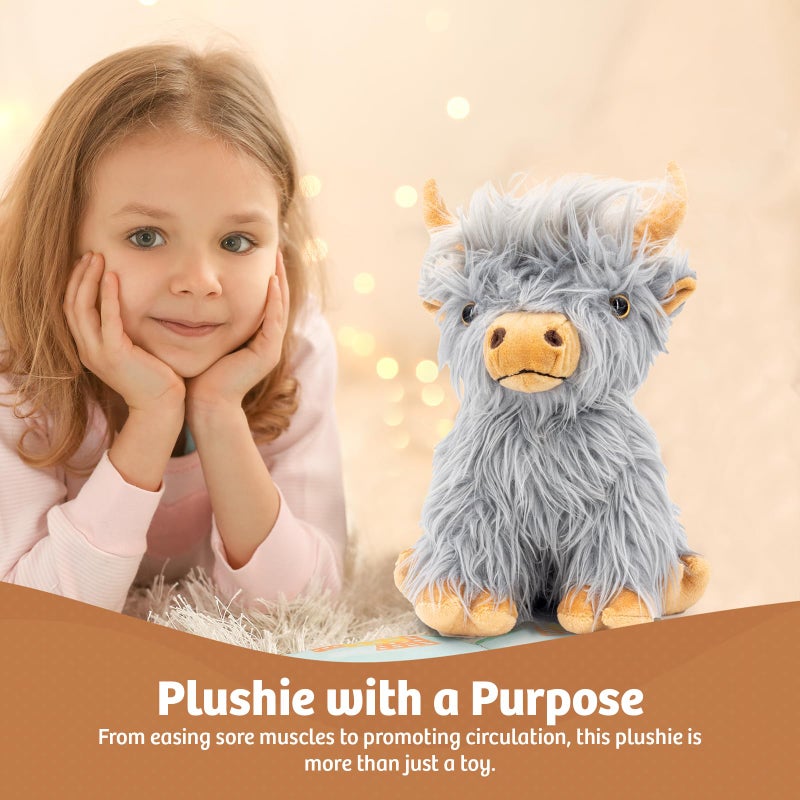 Marysun Highland Cow Stuffed Animal Toy, Gray Microwavable Highland Cow Gift for Girls and Kids - Image 4