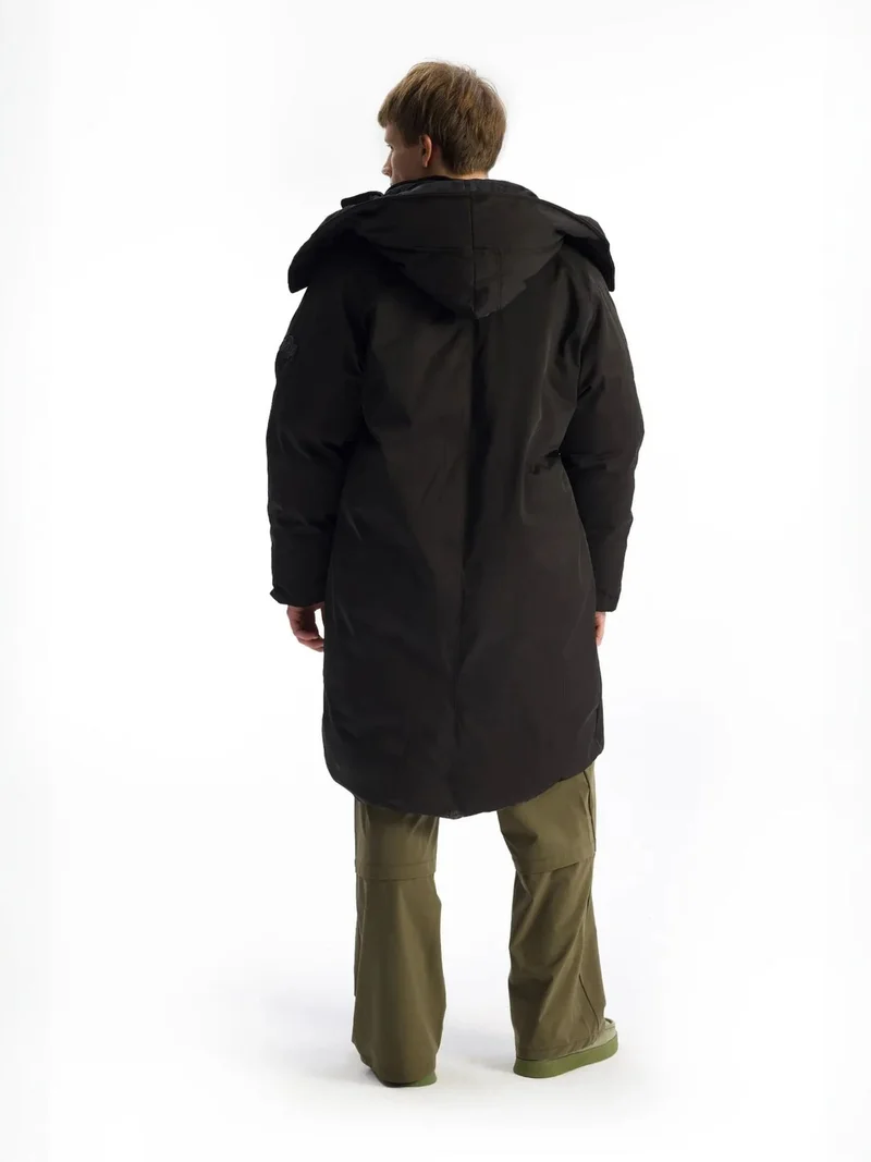 Giesto Black GIESTO Hooded Long Puffer Jacket with Pockets for Men | Best Price UAE