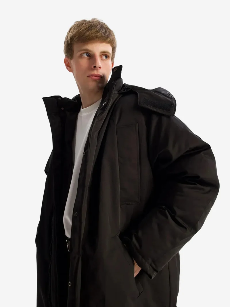 جيستو GIESTO Hooded Long Puffer Jacket with Pockets