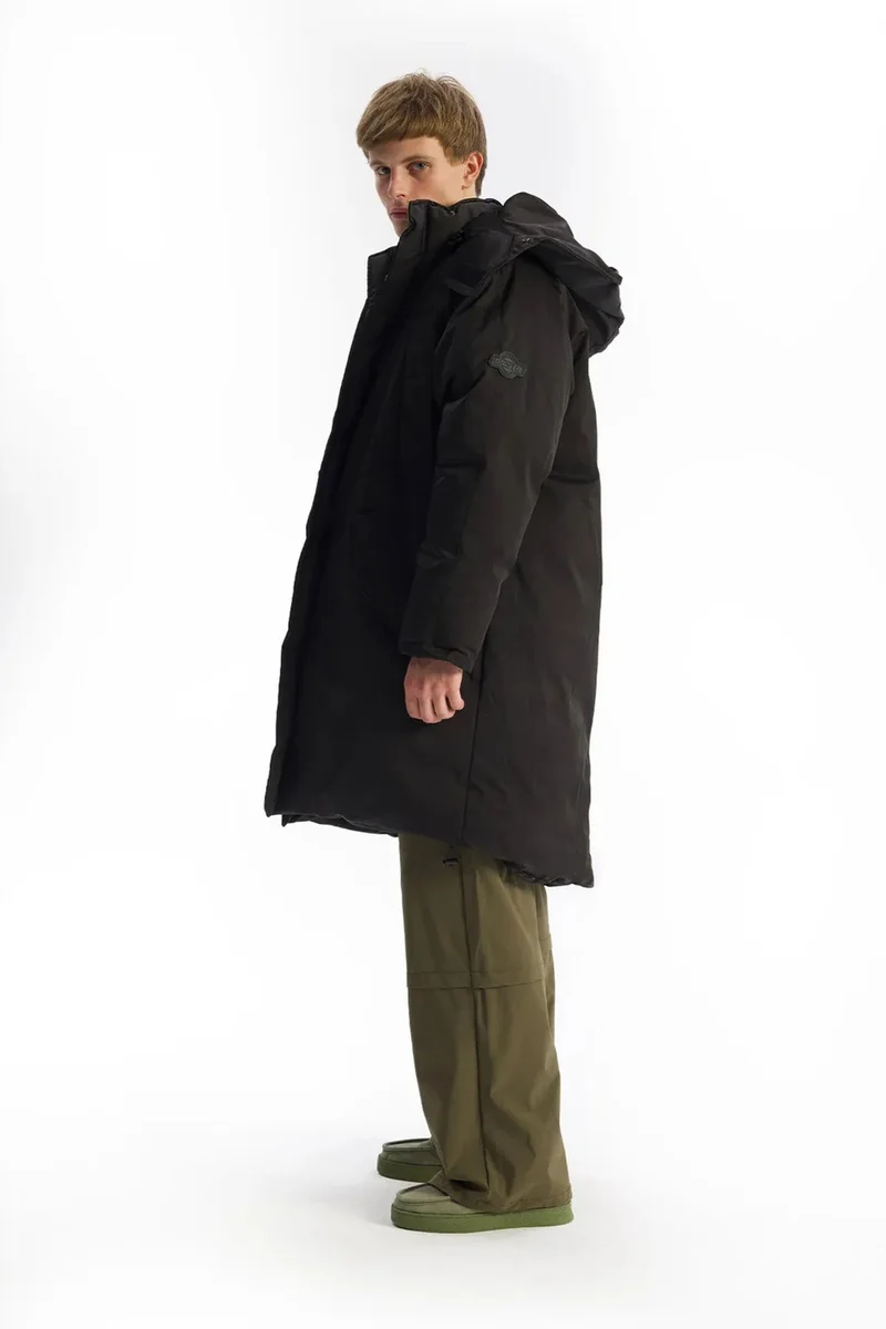 Giesto Black GIESTO Hooded Long Puffer Jacket with Pockets for Men | Best Price UAE