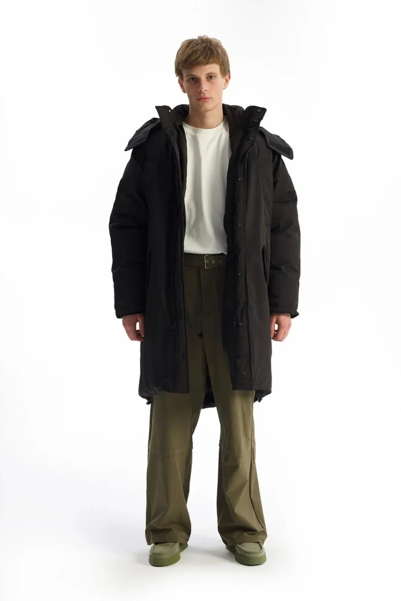 GIESTO Hooded Long Puffer Jacket with Pockets