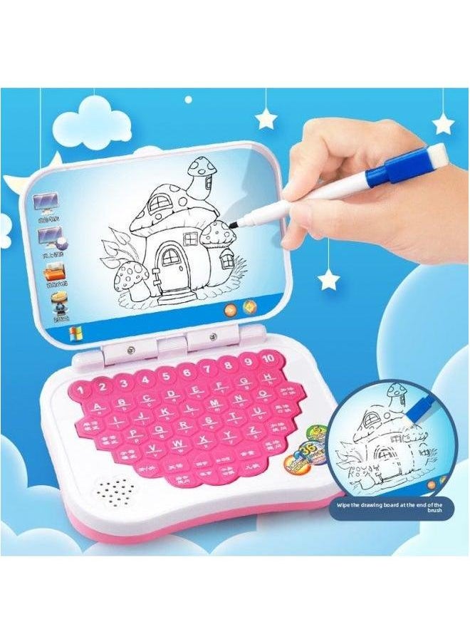 null - Puzzle Story Machine Infant Chinese And English Learning Small Computer Toy Folding Cartoon Children's Tablet Early Education Machine-Color:Light Mouse [blue] Send Pen - Image 1