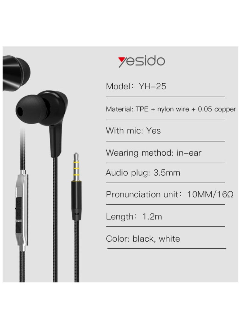 Yesido YH25 Best Price In-Ear Design 3.5Mm Hifi Headphone Mini Earbuds Sport Earphone With Microphone - Image 5