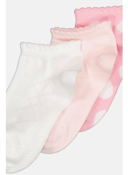 RBX Kids Girl 3 Pair Polka Dot Socks, Pink  - Image 2