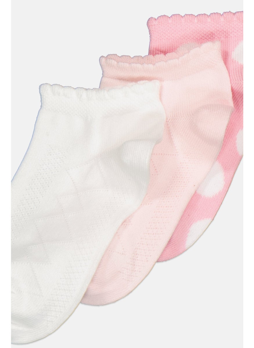 RBX Kids Girl 3 Pair Polka Dot Socks, Pink  - Image 2