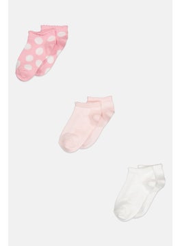 RBX Kids Girl 3 Pair Polka Dot Socks, Pink  - Image 1