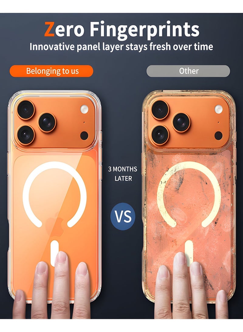 جراب لموبايل ايفون 17 برو ماكس ماج سيف شفاف يدعم الشحن اللاسلكي المغناطيسي، حماية ضد الصدمات، مقاوم للخدش لموبايل ايفون 17 برو ماكس - شفاف - Image 4