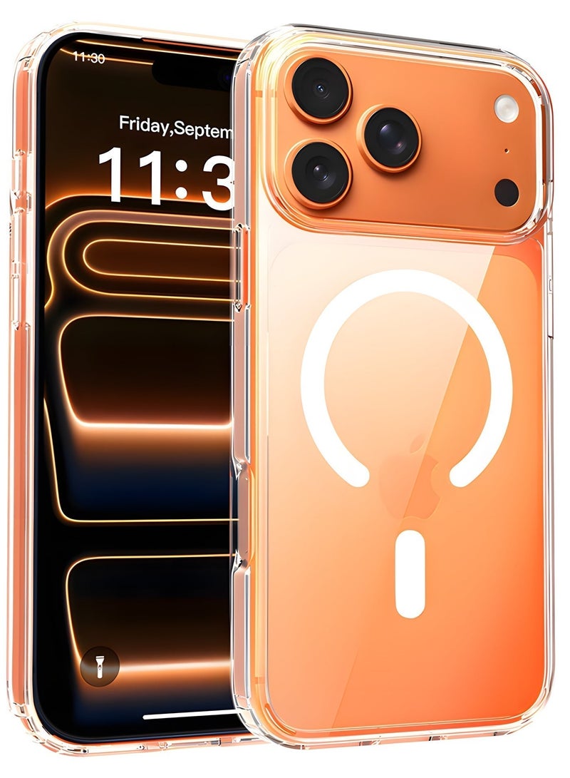 جراب لموبايل ايفون 17 برو ماكس ماج سيف شفاف يدعم الشحن اللاسلكي المغناطيسي، حماية ضد الصدمات، مقاوم للخدش لموبايل ايفون 17 برو ماكس - شفاف - Image 1