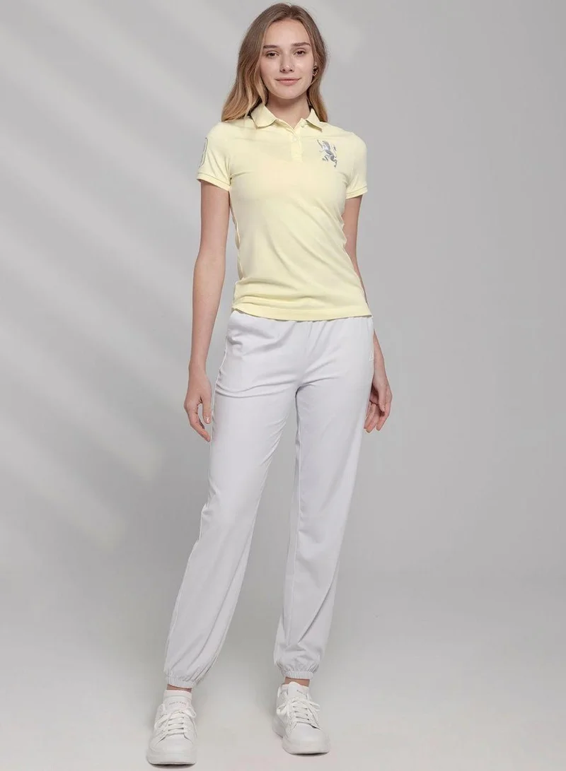 GIORDANO Women's Cotton Lycra 3D Lion Embroidery Polo