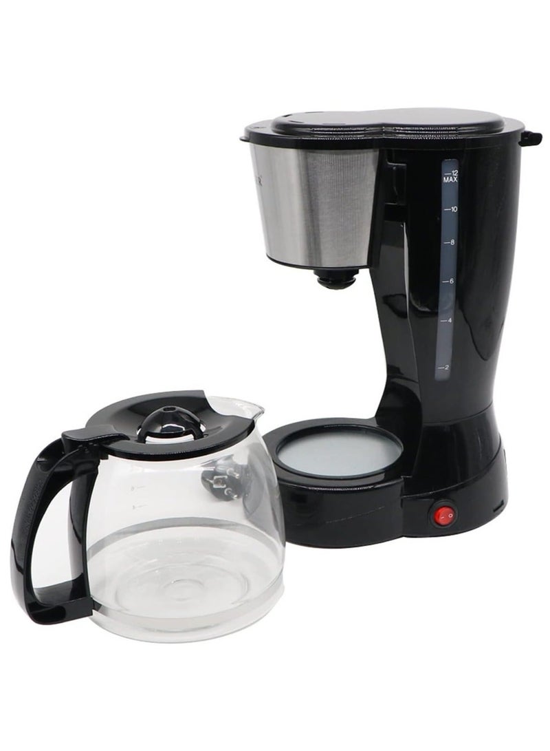 Denx Coffee Maker, 12-Cup Drip Coffee Machine with 1.5L Glass Carafe, Easy-Grip Handle, Drip Stop, Non-Stick Warming Plate, Auto-Shutoff, Boil Dry Protection, 1.5 L 1000 W ,Black/Silver,DX3415 - Image 4