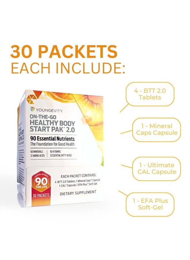 youngevity - Youngevity On-The-Go Healthy Body Start Pak 2.0 - Includes Multi-Vitamins, Minerals, EFAs, & Amino Acids | 90 Essential Nutrients | 30-Day Supply - Image 1