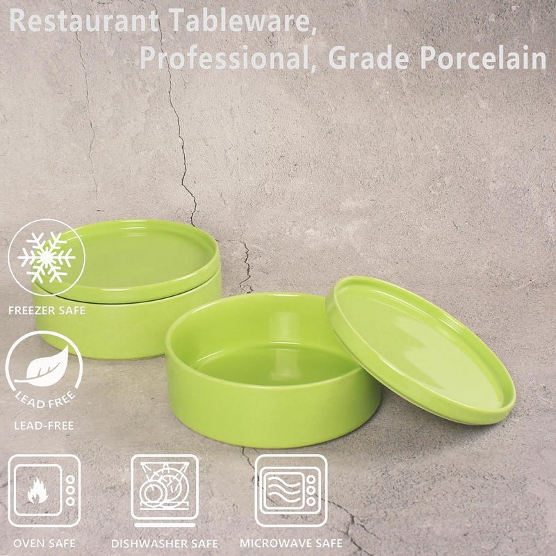 jinsongdafa Mini Casserole Dish 23 Ounce French White Ceramic Bakeware Set with Lids Chip and Crack Resistant Stoneware Baking Dish Microwave Dishwasher Oven Freezer and Fridge Safe Green 71 - Image 3