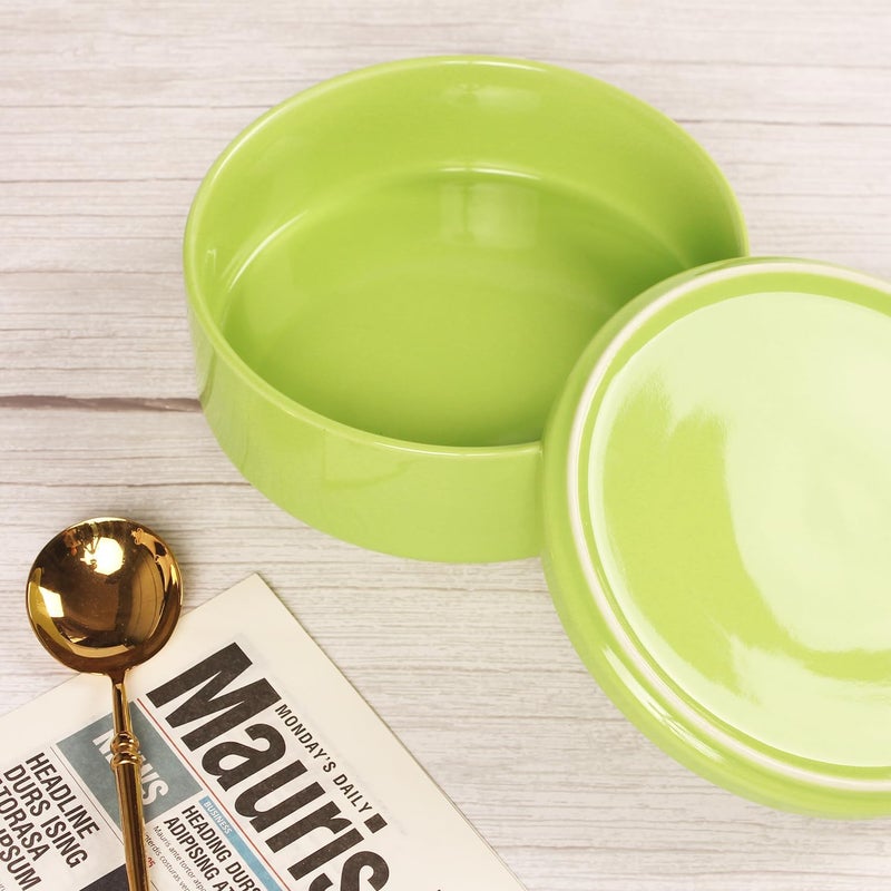 jinsongdafa Mini Casserole Dish 23 Ounce French White Ceramic Bakeware Set with Lids Chip and Crack Resistant Stoneware Baking Dish Microwave Dishwasher Oven Freezer and Fridge Safe Green 71 - Image 4