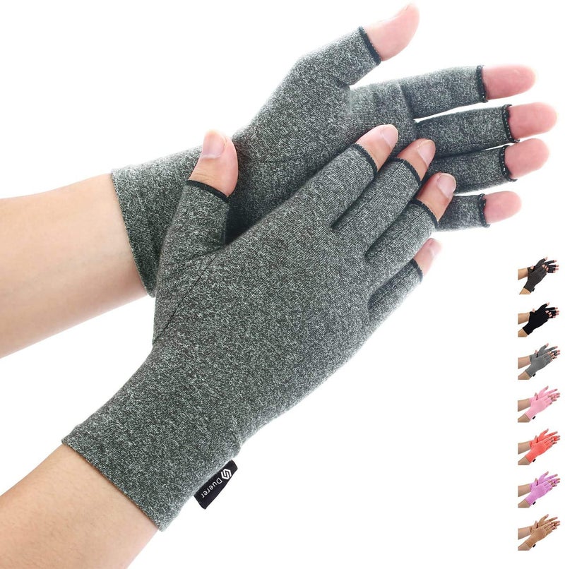 Arthritis Compression Gloves Women Men for RSI Carpal Tunnel Rheumatiod Tendonitis Fingerless Gloves for Computer Typing and Dailywork Gray S