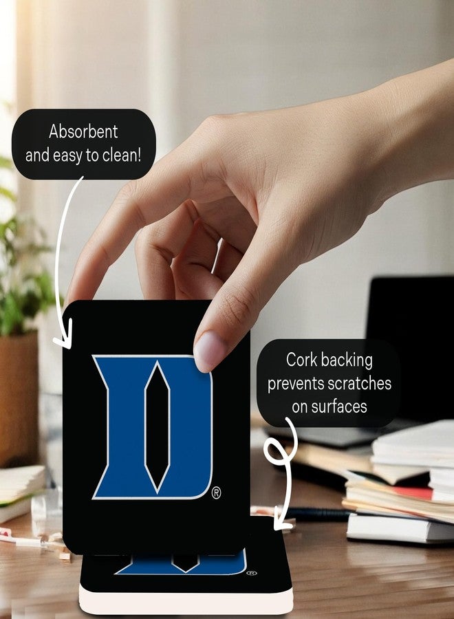 Desert Cactus Duke University Square Ceramic Coasters 4 Pack Blue Devils Absorbent Drink Coasters with Cork Backing (Design B) - Image 5