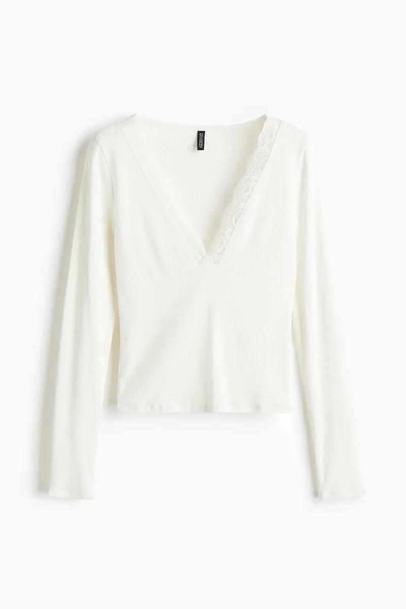 H&M Lace-trimmed top