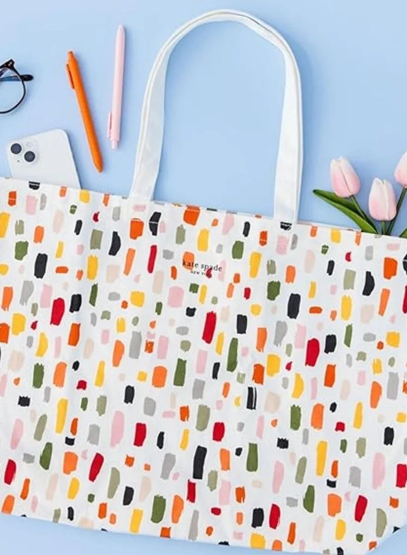 Kate Spade New York Painterly Strokes Large Canvas Book Tote