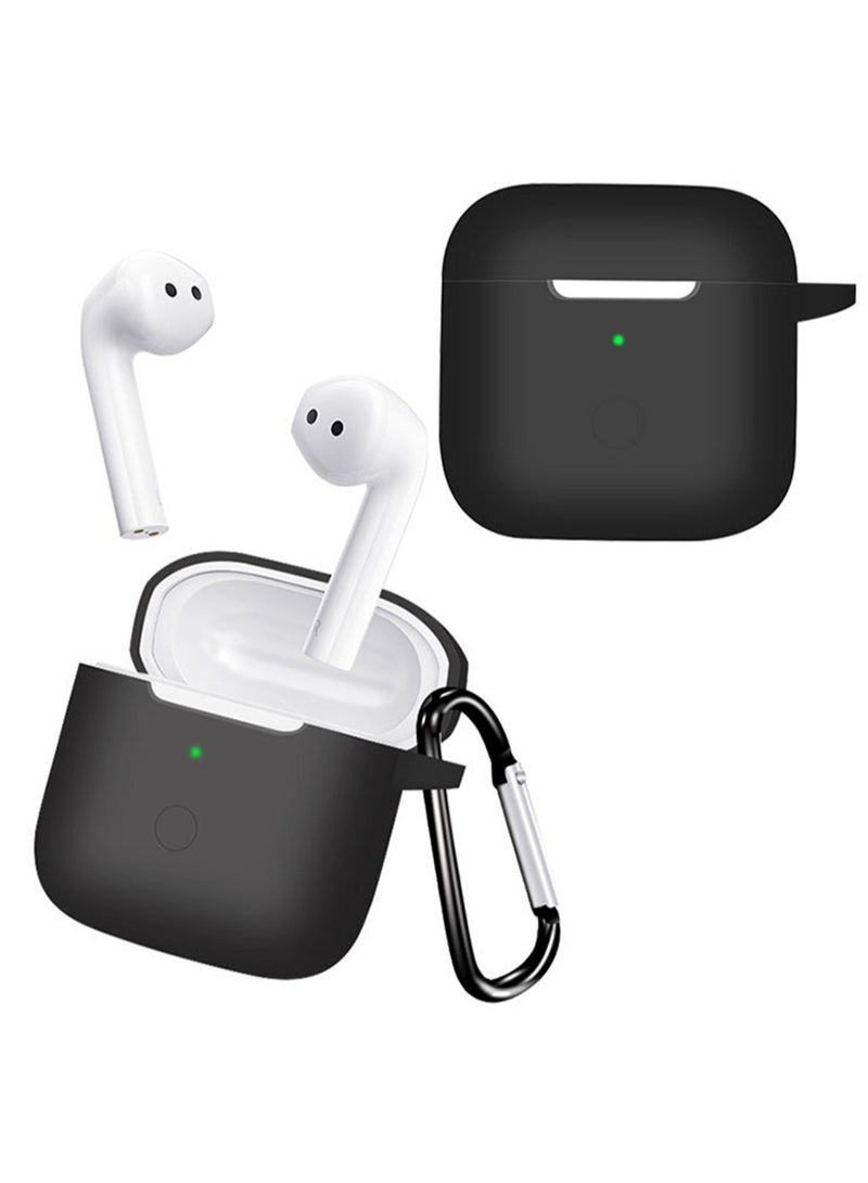 Silicone Earphone Case for Xiaomi Redmi Buds 3 with Carabiner/Black - Image 1