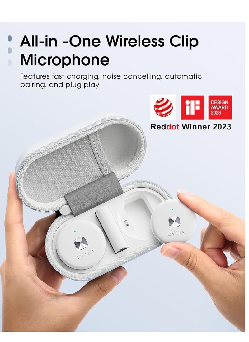 BOYA - Omic-D Wireless Lavalier Microphone System Compatible with iPhone,48 kHz 24-bit, 50M Los Range, Hi-Fi Audio, Smart Noise Cancellation, 15H Duration, Mini Lapel Mic for Recording Vlogging Interview - Image 1