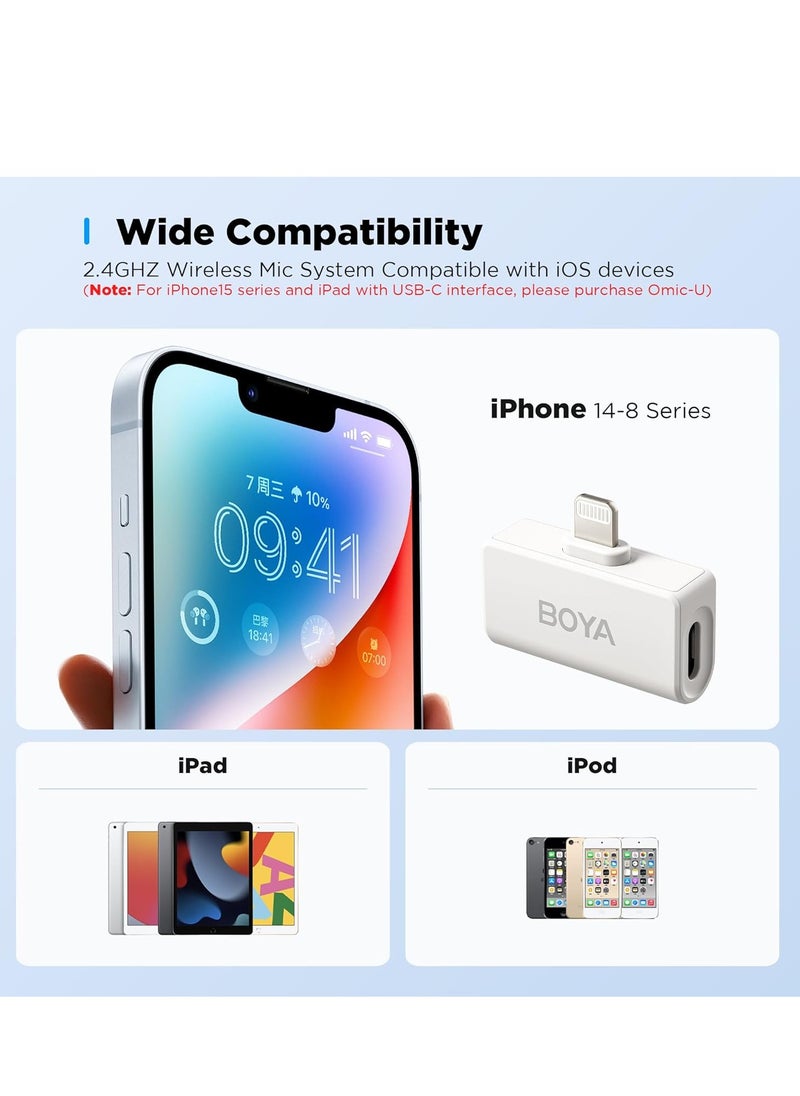 BOYA - Omic-D Wireless Lavalier Microphone System Compatible with iPhone,48 kHz 24-bit, 50M Los Range, Hi-Fi Audio, Smart Noise Cancellation, 15H Duration, Mini Lapel Mic for Recording Vlogging Interview - Image 1