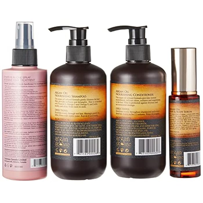 argan de luxe مجموعة شامبو وبلسم أركان ديلوكس الاحترافي، رذاذ 10 في 1، سيروم زيت الأركان المغربي - Image 2