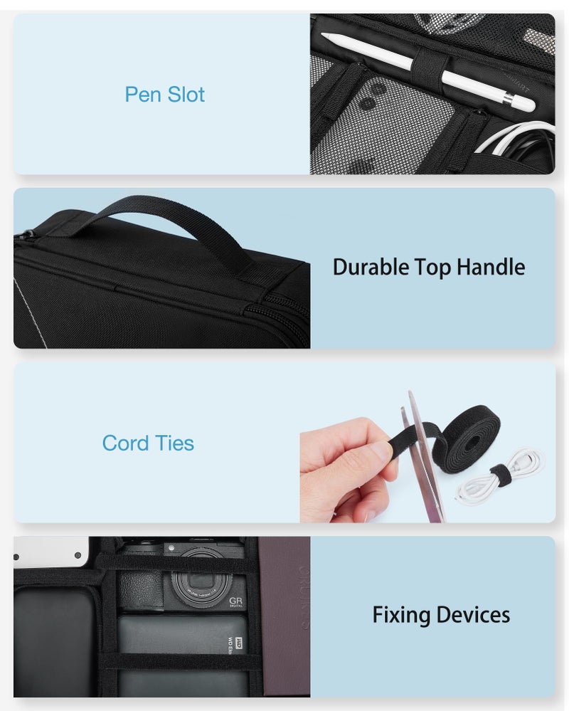BAGSMART BAGSMART Cable Organizer Bag, Travel Electronics Organizer with Adjustable Divider, Tech Bag Carrying Case, Storage Bag Sturdy Tool Case with Handle for Cellphone Cord Electronics Accessories, Black  - Image 5