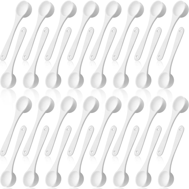 Maxdot 200 Pcs Teaspoon Measuring Spoons Bulk Reusable Plastic Scoop Measuring Spoons Long Handle Plastic Scoop for Cosmetics Coffee Sugar Spices Protein((5 ml / 5 cc/ 1 Tsp) - Image 1