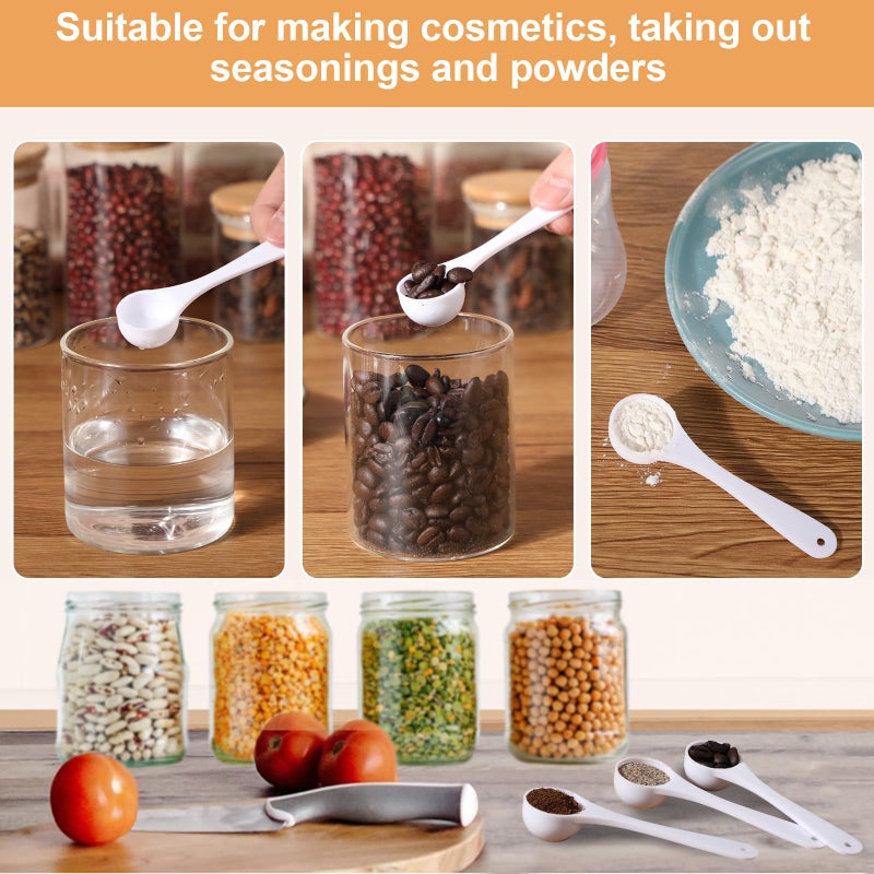 Maxdot 200 Pcs Teaspoon Measuring Spoons Bulk Reusable Plastic Scoop Measuring Spoons Long Handle Plastic Scoop for Cosmetics Coffee Sugar Spices Protein((5 ml / 5 cc/ 1 Tsp) - Image 4