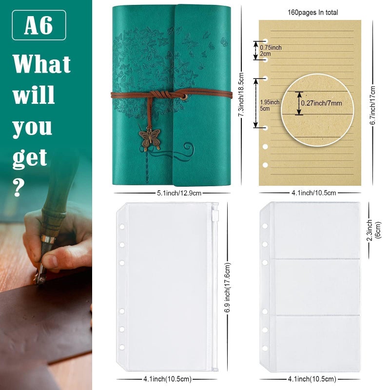 OMEYA Leather Journal Notebook, Refillable Writing Journal Diary Planner for Women Girls (Blue, A6 7.3'' x 5.1'') - Image 2