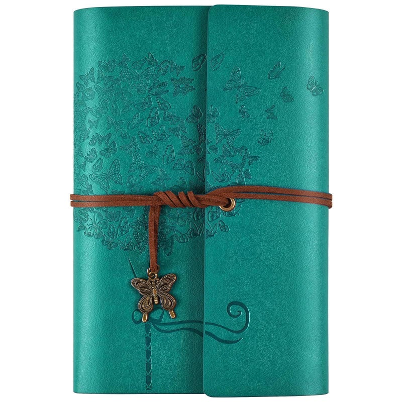OMEYA Leather Journal Notebook, Refillable Writing Journal Diary Planner for Women Girls (Blue, A6 7.3'' x 5.1'') - Image 1