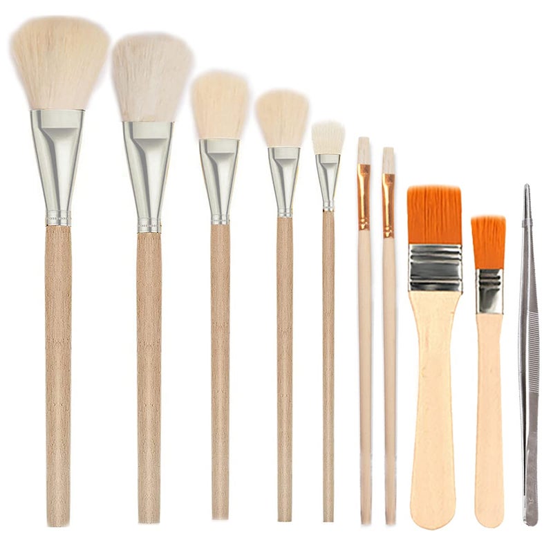 Fortunemee 7 PCS Assorted Size Gilding Brush Set, Gold Leaf Goat Hair Painting Brush Metallic Foil Flakes Paint Brush + 2 PCS Nylon Brush + Tweezers for Gold Foil Gold Leaf Sheets Art Crafts Supplies - Image 1