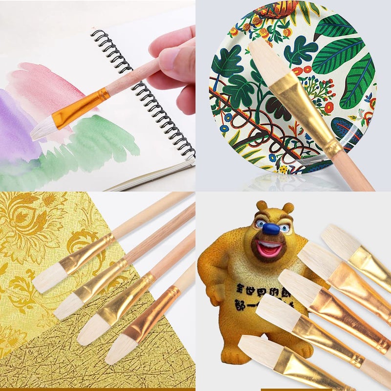 Fortunemee 7 PCS Assorted Size Gilding Brush Set, Gold Leaf Goat Hair Painting Brush Metallic Foil Flakes Paint Brush + 2 PCS Nylon Brush + Tweezers for Gold Foil Gold Leaf Sheets Art Crafts Supplies - Image 5