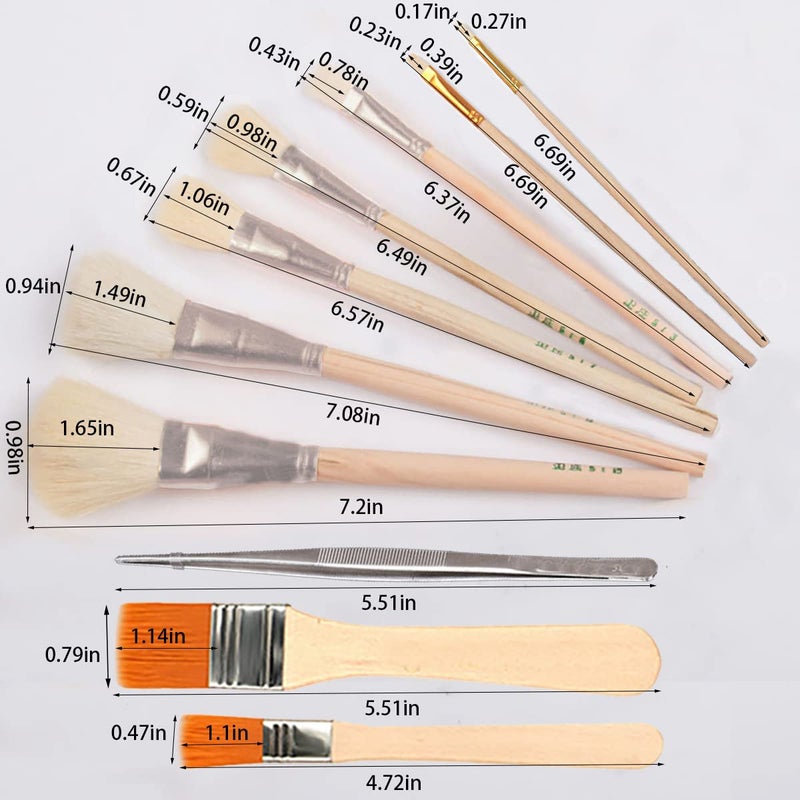 Fortunemee 7 PCS Assorted Size Gilding Brush Set, Gold Leaf Goat Hair Painting Brush Metallic Foil Flakes Paint Brush + 2 PCS Nylon Brush + Tweezers for Gold Foil Gold Leaf Sheets Art Crafts Supplies - Image 2