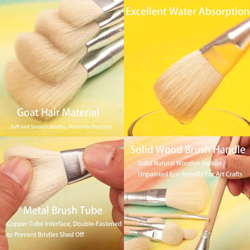 Fortunemee 7 PCS Assorted Size Gilding Brush Set, Gold Leaf Goat Hair Painting Brush Metallic Foil Flakes Paint Brush + 2 PCS Nylon Brush + Tweezers for Gold Foil Gold Leaf Sheets Art Crafts Supplies - Image 3