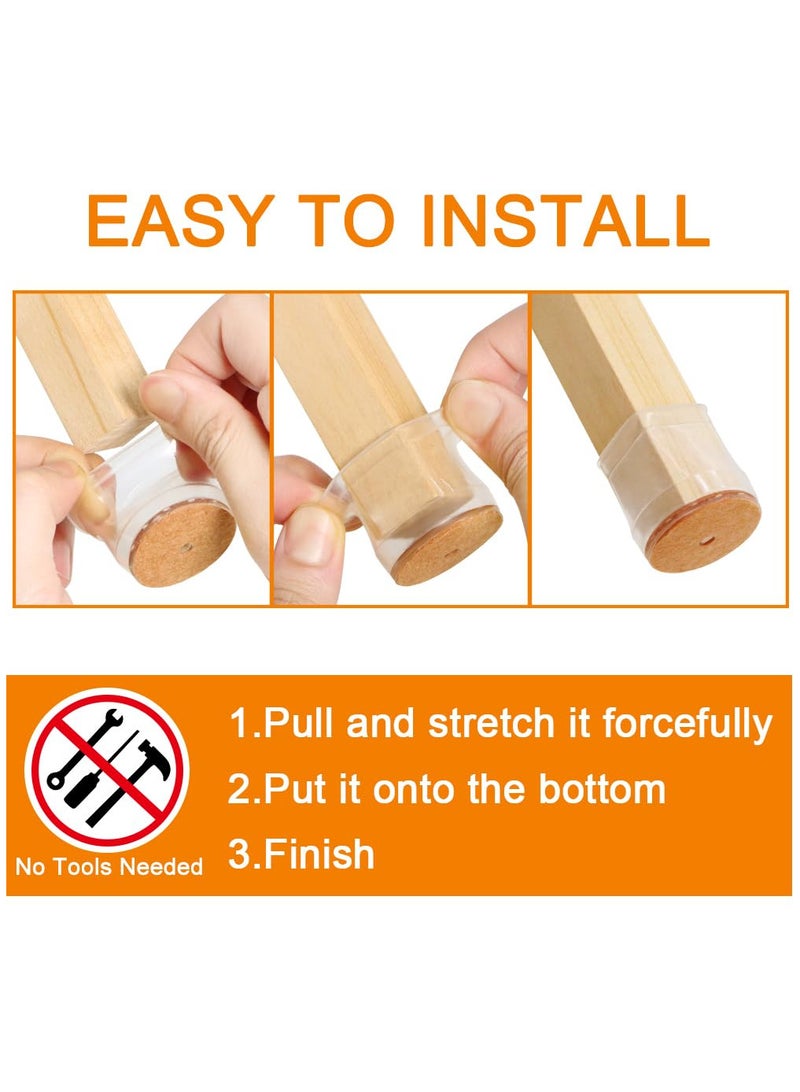 VIUAUAX 24 قطعة من واقيات أرجل الكراسي، وسادات أقدام الأثاث، وسادات أثاث مطاطية مانعة للانزلاق، وسادات حماية للأرضيات الخشبية، وسادات أقدام طاولة سميكة متعددة الوظائف مضادة للخدش، للأرضيات الخشبية الصلبة، أغطية سيليكون لحماية أرضيات البلاط الخشبية، وسادات من اللباد، أغطية أرجل الأثاث مانعة للانزلاق وتقلل الضوضاء (مناسبة لـ: 1.3 بوصة - 2 بوصة) - Image 5