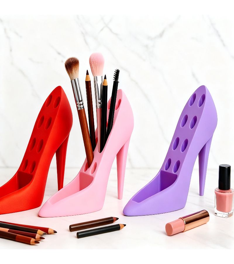 3D Printed High Heel Shoe Shape Creative Beauty Product Rack Pink Color Stylish Vanity Decoration Practical Gift For Women - Image 1