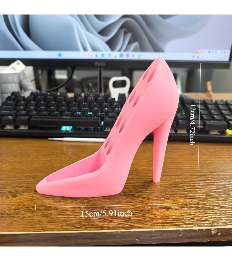 3D Printed High Heel Shoe Shape Creative Beauty Product Rack Pink Color Stylish Vanity Decoration Practical Gift For Women - Image 3