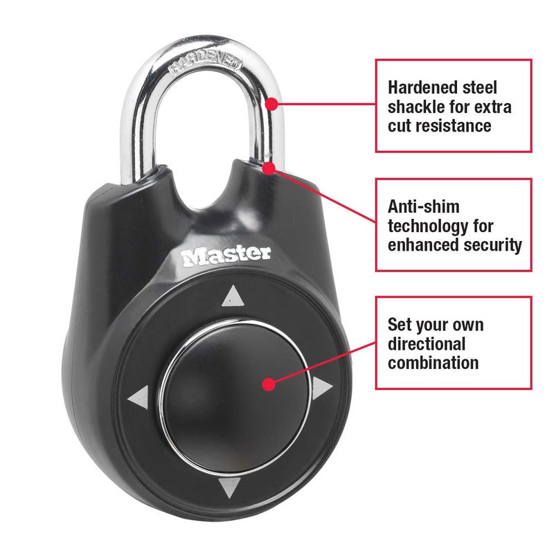 Master Lock 1500iD Set Your Own Directional Combination Padlock, Black - Image 2