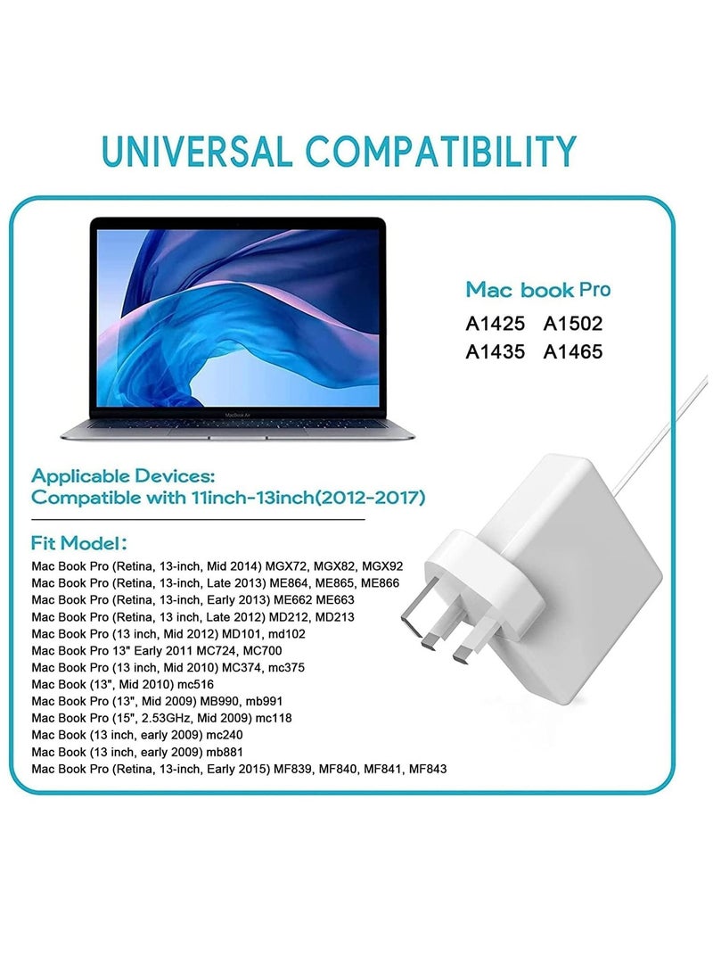 NTECH 60W MacBook Pro Charger Replacement for MacBook Pro 13 Inch 2012 2016 Retina Display Ac 60 Watt T Shape Connector Power Adapter Laptop Charger White - Image 2