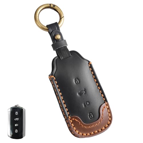 keyzone Dual Leather Car Key Cover for Tata Harrier 2026, Safari 2026, Sierra 2025, Curvv, Curvv EV Smart Key (Black-Brown) - Image 1