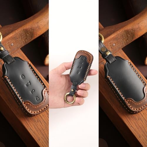 keyzone Dual Leather Car Key Cover for Tata Harrier 2026, Safari 2026, Sierra 2025, Curvv, Curvv EV Smart Key (Black-Brown) - Image 5