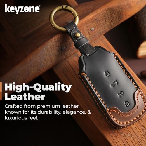 keyzone Dual Leather Car Key Cover for Tata Harrier 2026, Safari 2026, Sierra 2025, Curvv, Curvv EV Smart Key (Black-Brown) - Image 2