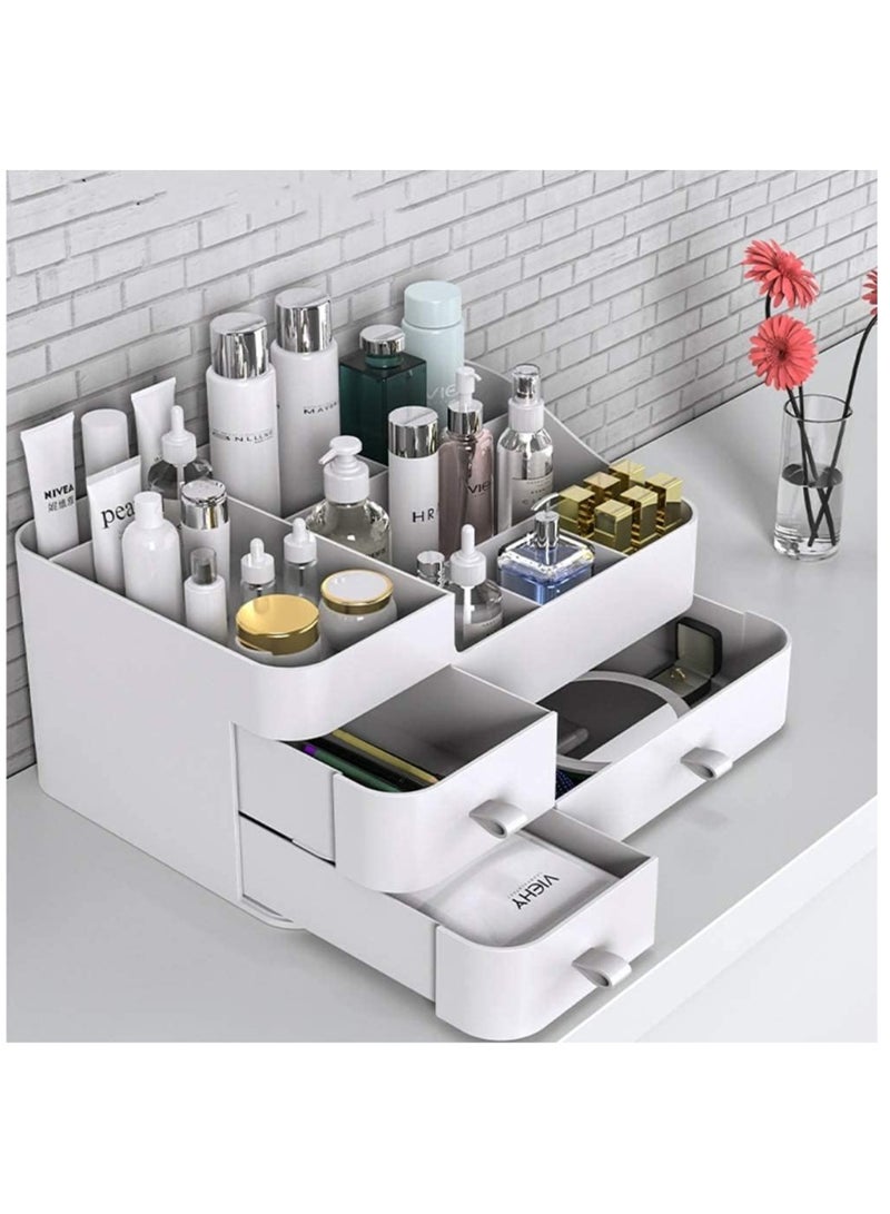 YelaJoy Makeup Organizer for Vanity, Large Countertop Organizer with Drawers, Cosmetics Storage for Skin Care, Brushes, Eyeshadow, Lotions, Lipstick,Nail Polish.Great for Dresser, Bathroom, Bedroom (White) - Image 2