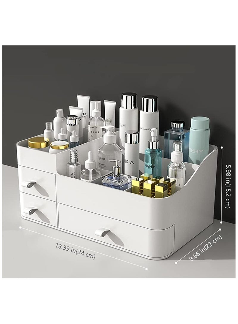 YelaJoy Makeup Organizer for Vanity, Large Countertop Organizer with Drawers, Cosmetics Storage for Skin Care, Brushes, Eyeshadow, Lotions, Lipstick,Nail Polish.Great for Dresser, Bathroom, Bedroom (White) - Image 4