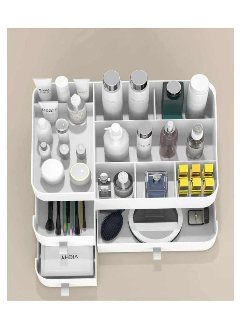 YelaJoy Makeup Organizer for Vanity, Large Countertop Organizer with Drawers, Cosmetics Storage for Skin Care, Brushes, Eyeshadow, Lotions, Lipstick,Nail Polish.Great for Dresser, Bathroom, Bedroom (White) - Image 5